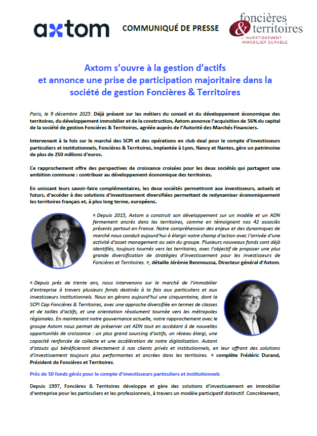 Communiqué de presse - Axtom et F&T